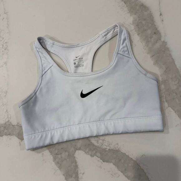 Nike Dri-Fit Swoosh Compression Racerback Sports Bra Womens Medium White Workout - Picture 1 of 6